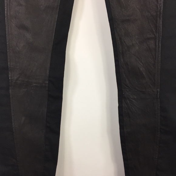 Helmut Lang Leather Panel Skinny Jeans Black 24 - Picture 9 of 16